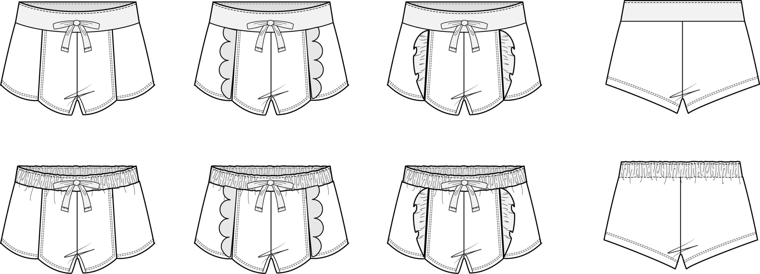 Peach Shorts Line Drawing